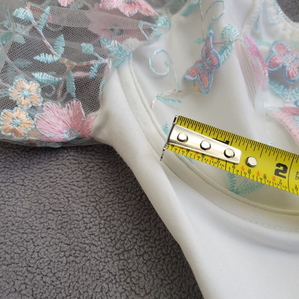 Cropped Top Womens Large Underwire‎ Corsette Embroidered Bufferflies Floral - Picture 7 of 15